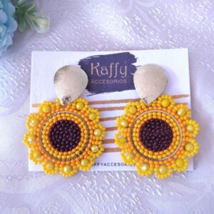 Aretes Tejidos Girasol